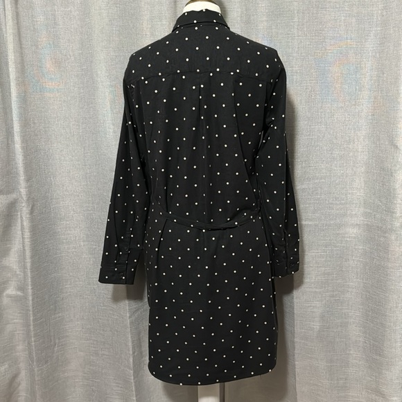 Eddie Bauer Shirt Dress-Cotton-Sz 8-Gray/White Polka Dot-PopOver-Tie Waist-EUC - Picture 10 of 16
